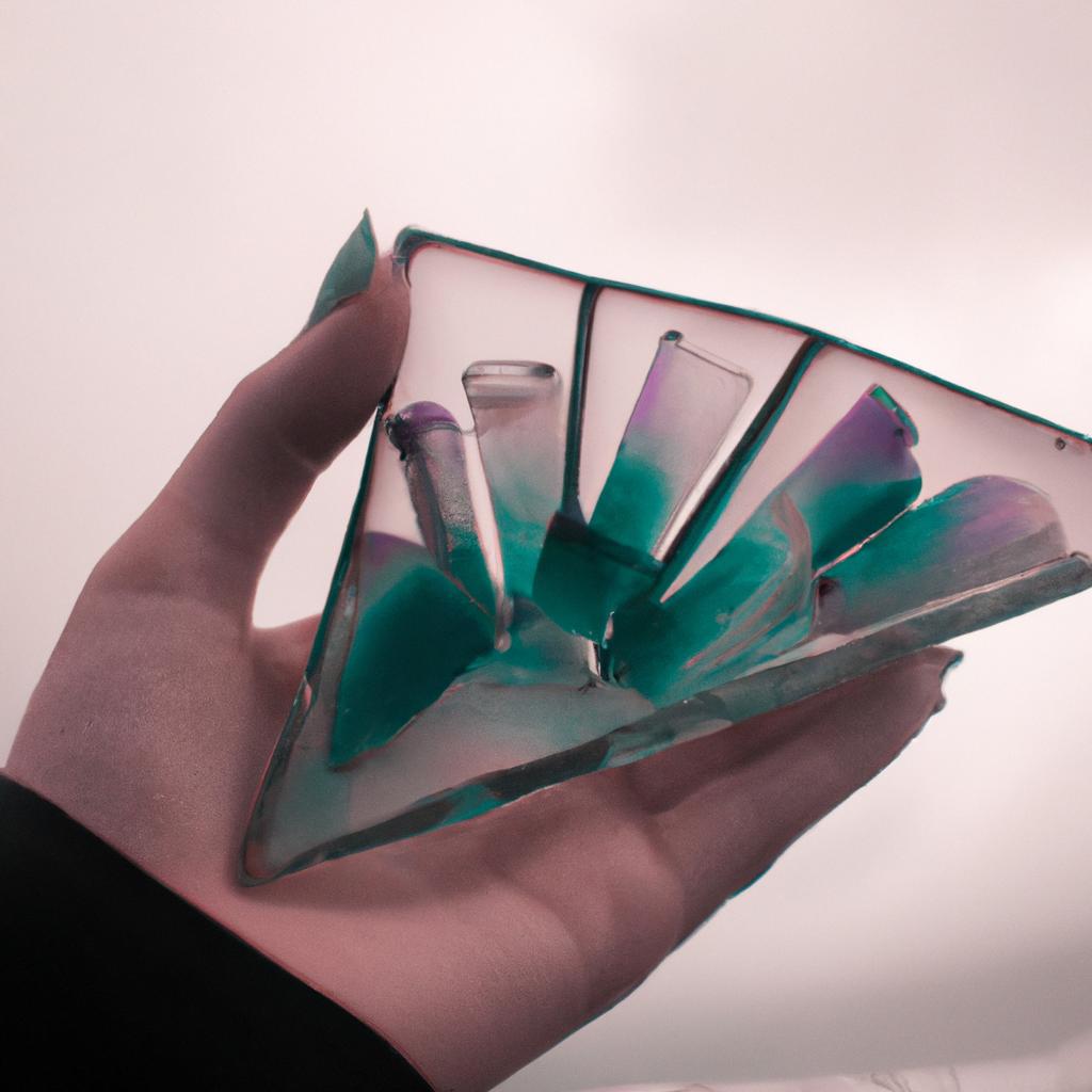 Person holding glass art piece